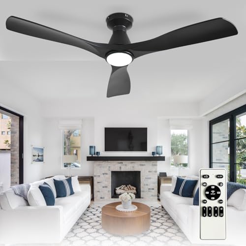 Depuley Black 52-Inch Ceiling Fan with Lights, Remote, Dimmable & Quiet Motor