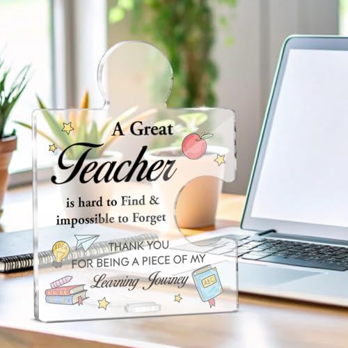 QODMGD Teacher-B Acrylic Puzzle Piece Plaque Gift for Teacher Appreciation - Office Decor