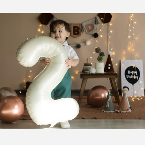 Cream Number 22 Balloon 40 inch, 22 Number Balloons, 22nd Cream Birthday Decorations, 22 Year Old Women Men White Party Supplies