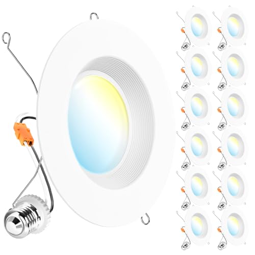6 Inch Retrofit LED Recessed Lights - Dimmable with Selectable 2700K-5000K, 13W=75W, Sunco