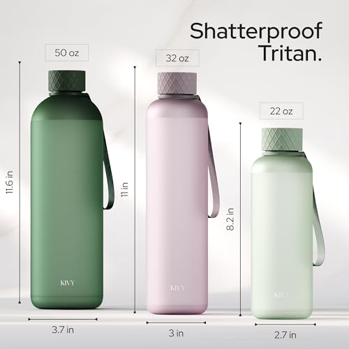 Dark Green 32oz Slim Water Bottle - Tritan, BPA-Free, Shatterproof, Dishwasher Safe