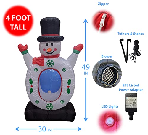 4FT Lighted Inflatable Snowman Snow Globe - Outdoor Holiday Decor