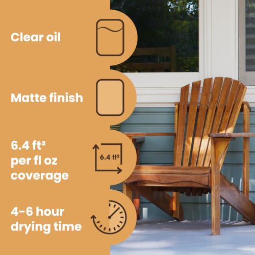 Furniture Clinic Teak Oil 169.07 Fl Oz - Protects Indoor & Outdoor Wood Furniture