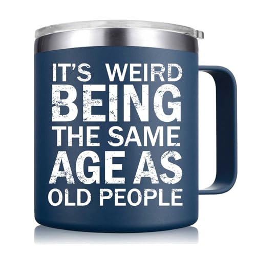 Abledn Navy Blue Funny Birthday Mug for Men 14oz - Old People Humour Gift