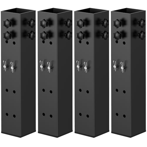 IRENPORU 4 Pack Black Carbon Steel Bed Riser Set 3.15" Diameter Adjustable Height 3.2-11.2" for Dorm Bed Frames & Tables