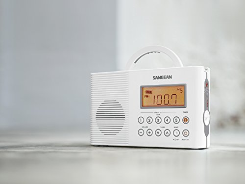 Sangean H201 Waterproof AM/FM Shower Radio with NOAA Weather Alert, White, IPX7