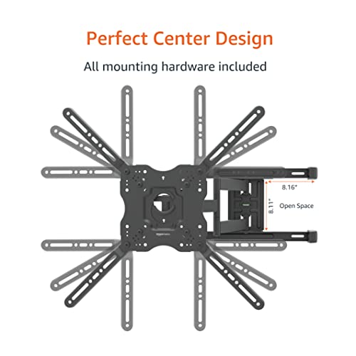 Amazon Basics Full Motion Articulating TV Wall Mount for 32-86 Inch Screens, Horizontal Post Leveling, Black