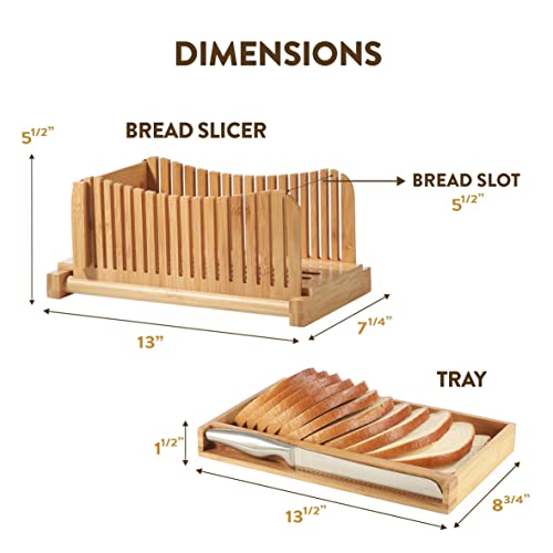 Bambüsi Bread Slicer for Homemade with Knife Sourdough Cutter, Bamboo
