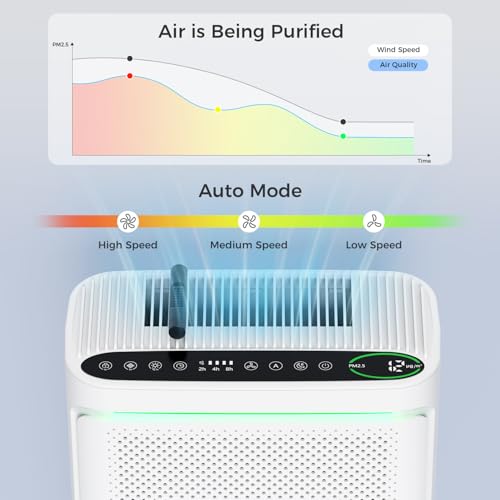 VOOPNU Air Purifier with H13 Filter & Air Quality Display, Auto & Sleep Mode