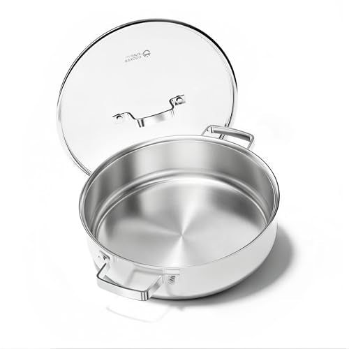Cooker King 5Qt Stainless Steel Sauté Pan with Lid - Silver Braiser & Chicken Fryer