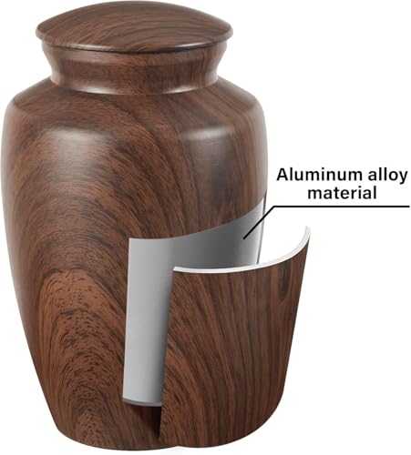 Large Wooden Aluminum Cremation Urn for Ashes - Adult Male Female - Variation: Wooden Aluminum