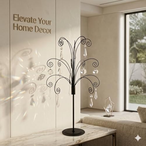 Black 20-Inch Metal Ornament Display Stand for Crystal & Collectibles