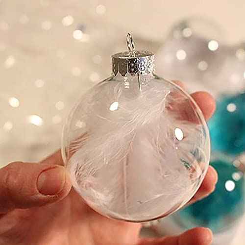 12 Pcs DIY Clear Plastic Fillable Balls Ornament, 2.36Inch Christmas Balls for Christmas, Halloween, Birthday, Wedding Decor, Crafts Decorations (60 mm)