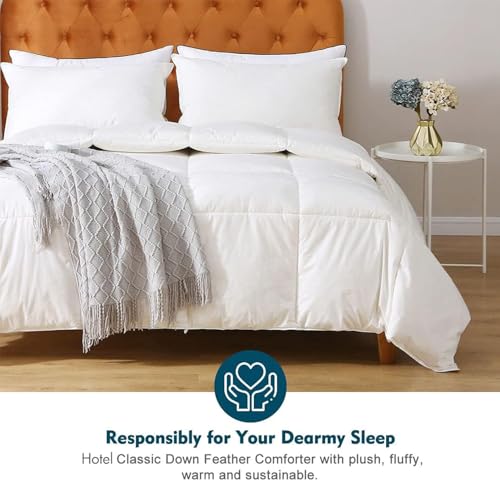 White Twin Medium-Weight Down Comforter - All-Season Organic Duvet Insert