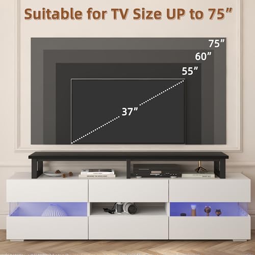 Large TV Riser Stand for 32-75 Inch TV, Black, 59"W×15"D×6.5"H