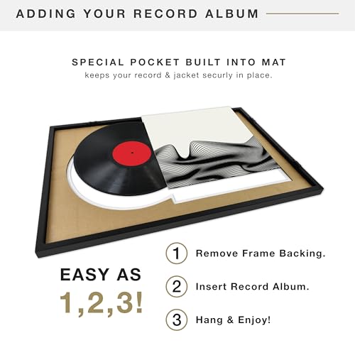 MCS Double Mat Record Album Frame 16.5x25 Black with White Mat - 1 Pack