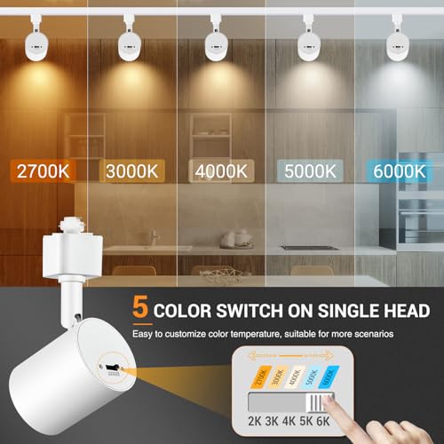 VANoopee 4 Pack White Dimmable LED Track Lighting Heads 5 Color Temp Adjustable