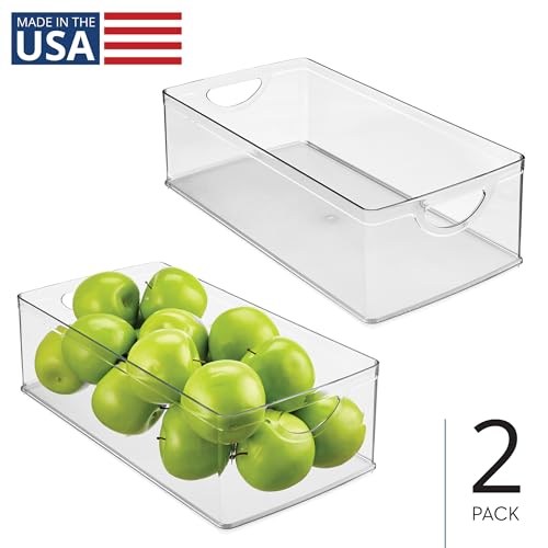 iDesign 2-Pack Extra Long Clear Plastic Storage Bins for Pantry & Kitchen