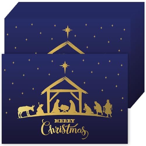 AnyDesign 50 Pack Christmas Placemats - Nativity Scene Disposable Table Mats 14 x 9.8 in
