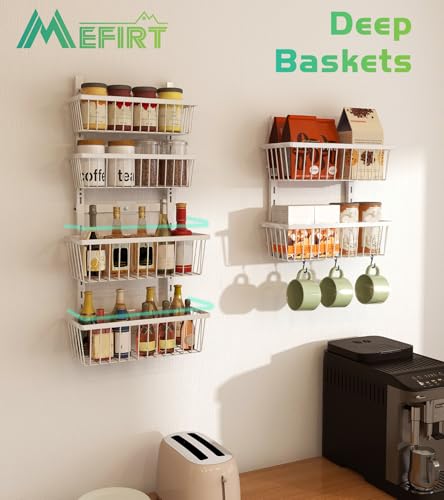 12 Inch Wide Over-the-Door Pantry Organizer with 6 Adjustable Metal Shelves