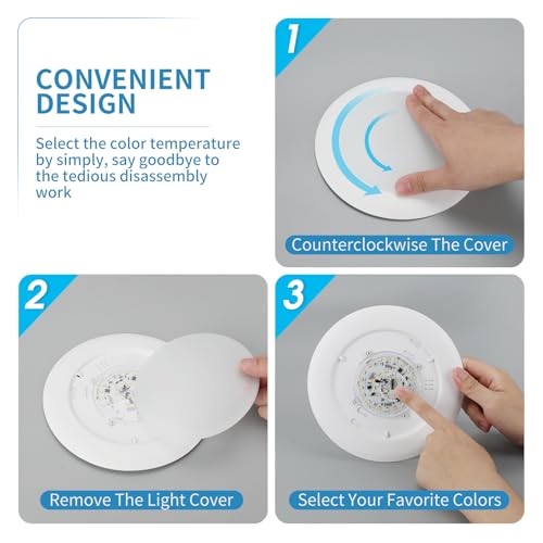 ECOELER 5/6 Inch LED Disc Light 16.5W 1100LM Dimmable 3-Color CCT - Flush Mount Ceiling Light, 24 Pack