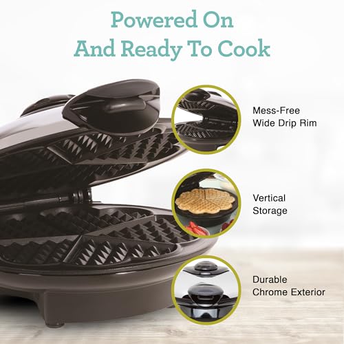 Euro Cuisine Heart Shaped Waffle Maker - 8 Inch Non-Stick, Eco-Friendly, Adjustable Settings
