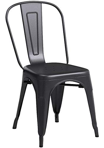 Metal Dining Chairs Set of 4 - Black, 330lbs Load Capacity, Stackable