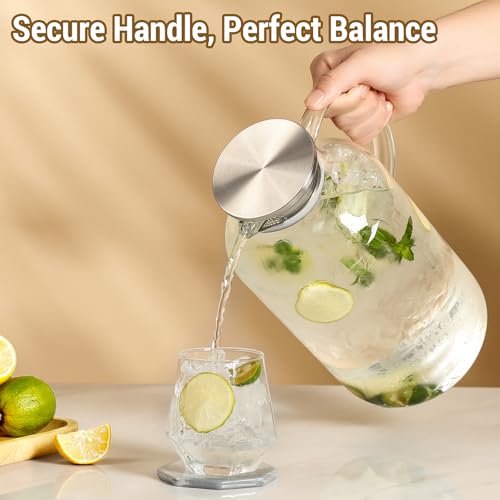 128oz Glass Pitcher with Lid and Spout - Borosilicate Coffee & Juice Jug - Clear