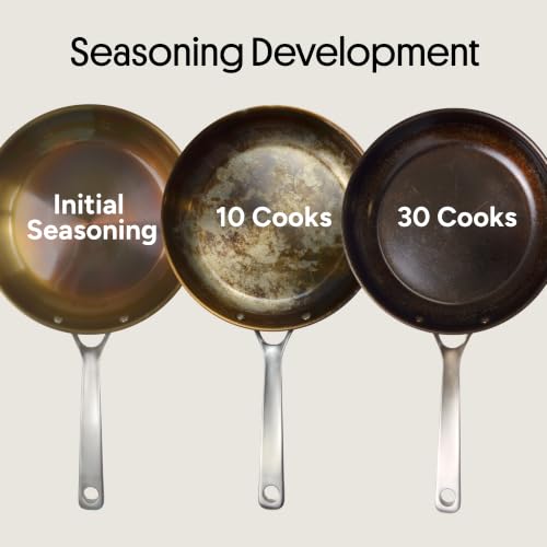 8.5 Inch Carbon Clad Classic Carbon Steel Frying Pan - Light & Durable, Seasonable