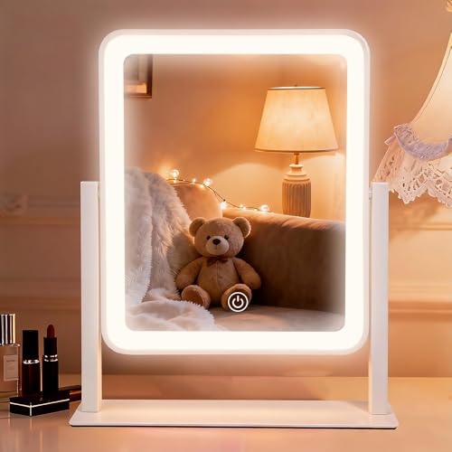 Vanity Mirror with Lights 14x12 inches White LED Makeup Mirror 3 Color Modes