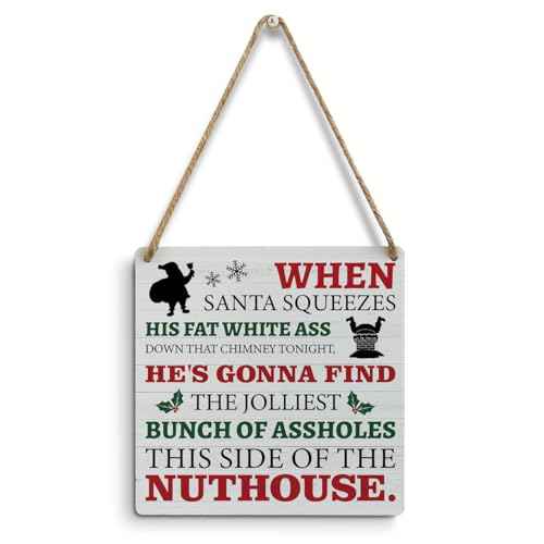 mmiishe Christmas Decor Christmas Vacation Christmas Signs Wall Art Farmhouse Wall Hanging Decor Winter House Snowflake Mistletoe Wood Sign for Festival Home Xmas Party Holiday Front Door Porch Decor