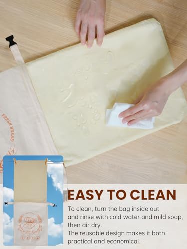 Honiitaa Off-White XL Beeswax Bread Bags with Zipper & Liners - Sourdough Storage