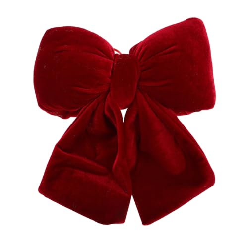 Red Velvet Christmas Tree Bow Topper 8.3in Holiday Wreath Decoration