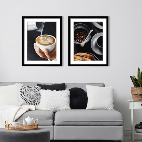 Flocey 22x28 Black Picture Frame Set of 5 with Mat - Wall Gallery Display, Horizontal or Vertical Mounting Variation of THIS listing