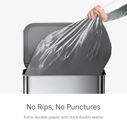 simplehuman Code M Odorsorb® Custom Fit Trash Bags Pack of 200, 40-45L, Odor-Absorbing, Extra Thick, Double Seamed, Recycled Plastic