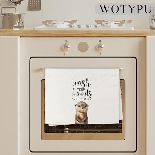 WOTYPU Sea Otter Gift Hand Towels for Bathroom - Otter Lover Decor, 16x24 Inch, Variation B