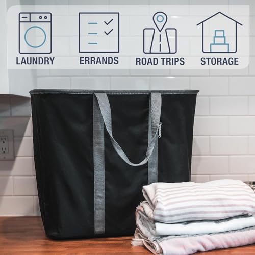 CleverMade Collapsible Laundry Caddy 2-Pack Midnight Black & Shadow Gray