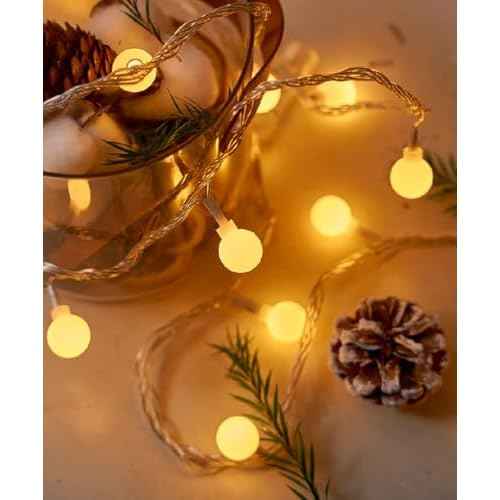 Globe String Lights, 10ft 20 LED USB Powered Globe Fairy String Lights Warm White for Birthday Party Wedding Christmas Home Decoration