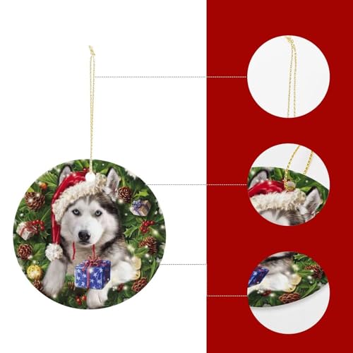 Husky Dog Christmas Ornament Style-3 – Double-Sided 3in Acrylic Xmas Tree Decoration