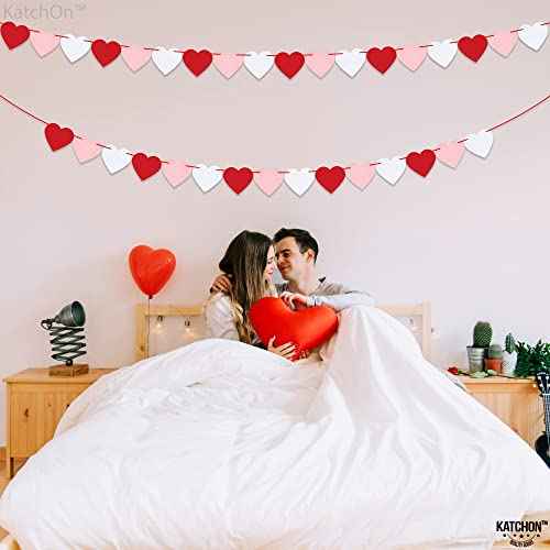 KatchOn, Red Felt Heart Garland - 8.2 Feet No DIY | Heart Decorations, Anniversary Day Decorations | Love Garland, Engagement Party Decorations | Love Decorations, Romantic Decorations Special Night