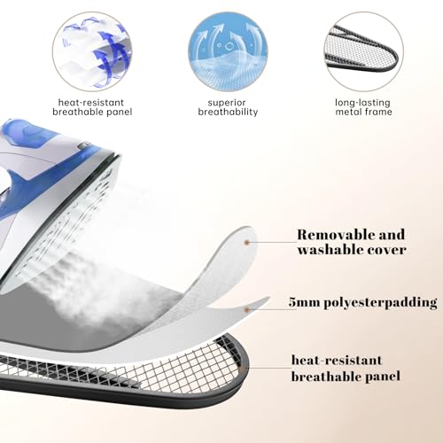 RIZTAIK Gray Compact Ironing Board 13x43 Space Saver for Small Spaces