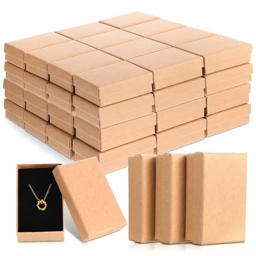 100 Pcs Jewelry Gift Boxes Bulk 3.2 x 2 1.2 Inch Kraft Cardboard
