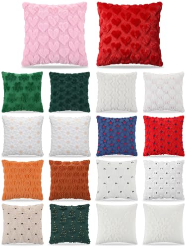 Moukeren 18Pcs Holiday Pillow Covers 18x18 in Seasonals Set – 4 Seasons, 3D Patterns