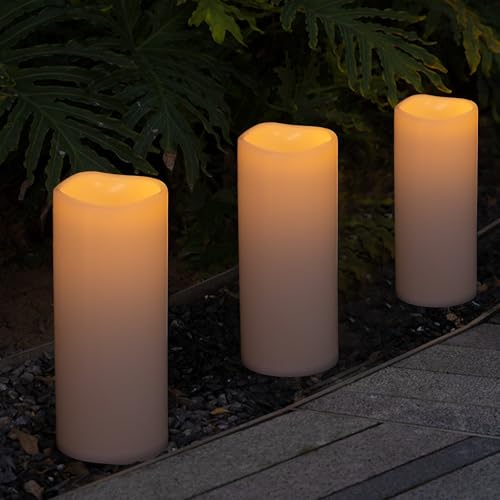 Outdoor Waterproof Flameless Candles Set of 2 - 12x5 Inches Ivory White with Remote Timer