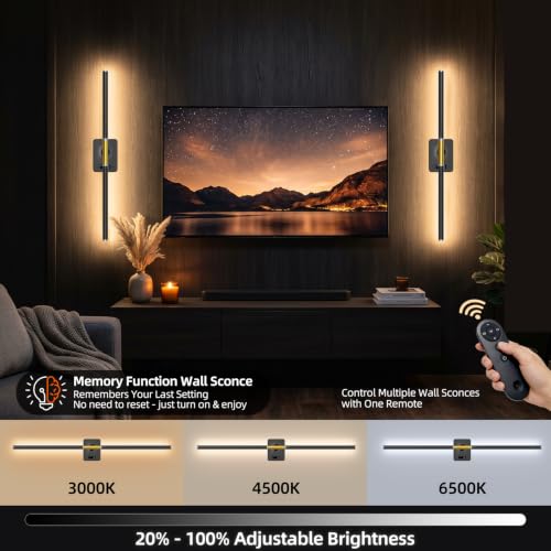 Black Gold Wall Sconce Set of 2 - Detachable Battery, 28.8 Inch, Adjustable
