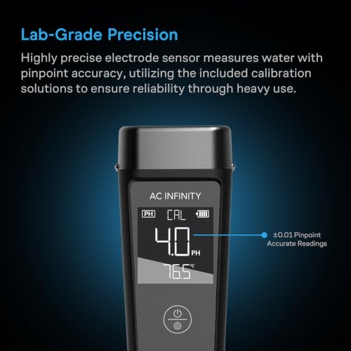 AC Infinity pH Meter PRO Kit - Digital Water pH Tester with Replaceable Sensor