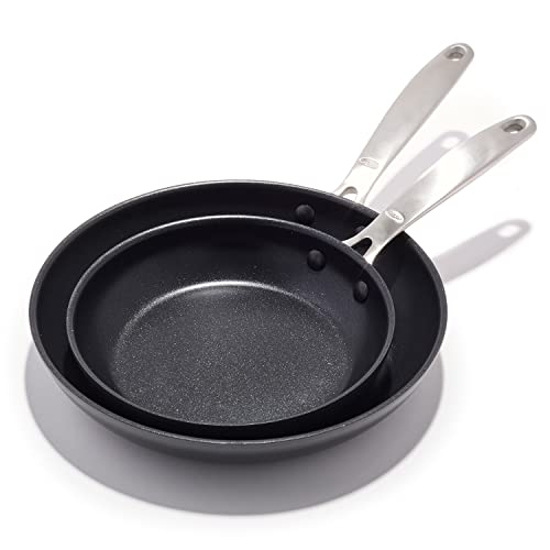 OXO Enhanced 8” & 10” Ceramic Nonstick Frying Pan Set, Black, Oven & Dishwasher Safe