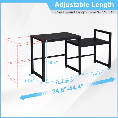 Adjustable Metal Storage Shelves - 44.4 Inch Heavy Duty Utility Rack with 150LBS Capacity - 1 Tier Black Shelving Unit for Kitchen Garage Pantry