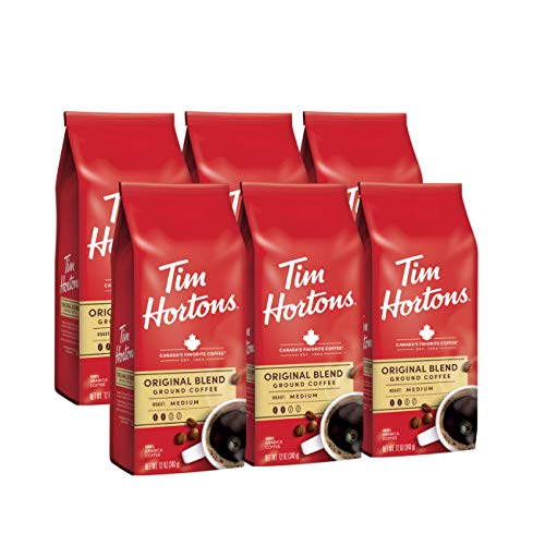 Tim Hortons Original Blend Medium Roast Ground Coffee - Pack of 6, 12oz