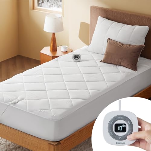Bedsure Twin XL Heated Mattress Pad Diamond Quilted Bed Warmer with Preheat & Memory